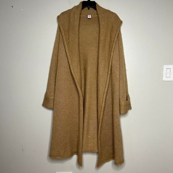 Soft Surroundings Telluride Topper Cardigan Sweater Duster Mohair Wool Camel LRG - Picture 7 of 11